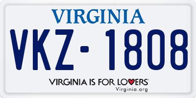 VA license plate VKZ1808