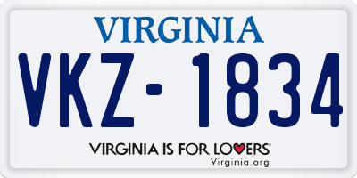 VA license plate VKZ1834
