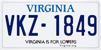 VA license plate VKZ1849