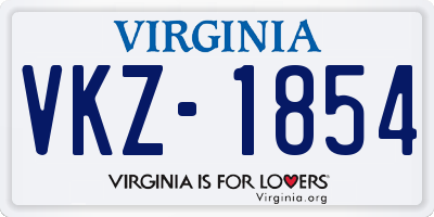 VA license plate VKZ1854