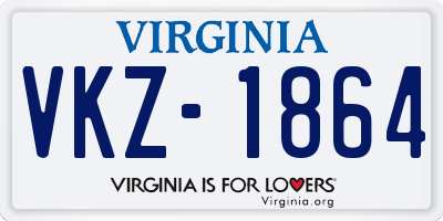 VA license plate VKZ1864