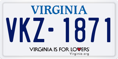 VA license plate VKZ1871