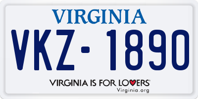 VA license plate VKZ1890