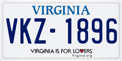 VA license plate VKZ1896