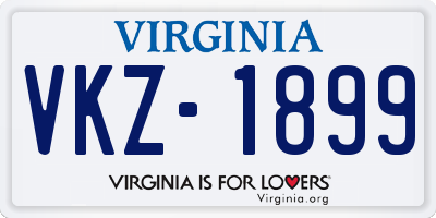 VA license plate VKZ1899