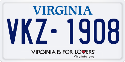 VA license plate VKZ1908