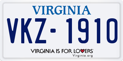 VA license plate VKZ1910