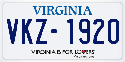 VA license plate VKZ1920