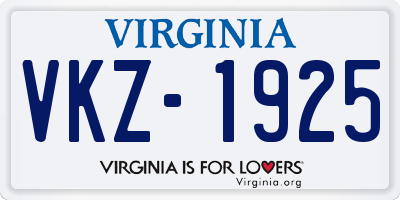 VA license plate VKZ1925