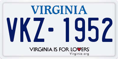 VA license plate VKZ1952