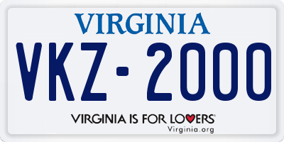 VA license plate VKZ2000