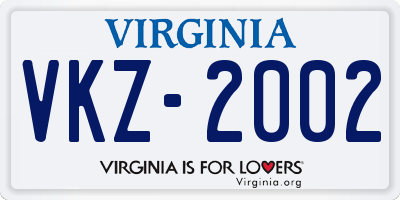 VA license plate VKZ2002