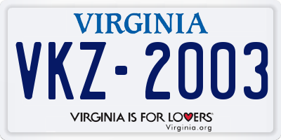 VA license plate VKZ2003