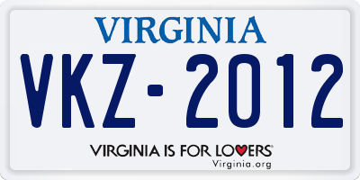 VA license plate VKZ2012