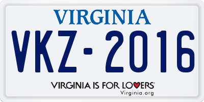 VA license plate VKZ2016