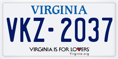 VA license plate VKZ2037