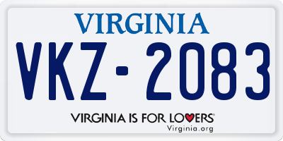 VA license plate VKZ2083