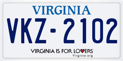 VA license plate VKZ2102