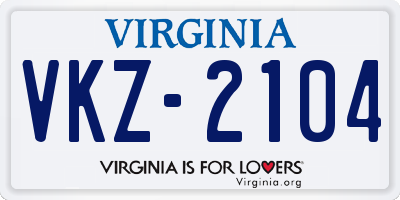 VA license plate VKZ2104