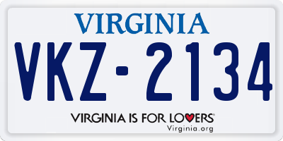VA license plate VKZ2134