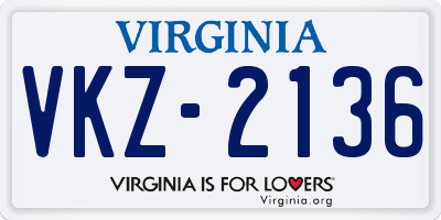 VA license plate VKZ2136