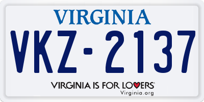 VA license plate VKZ2137