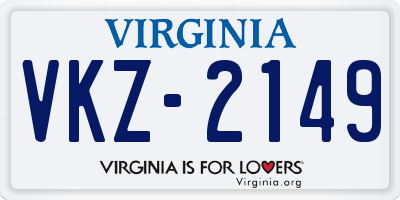 VA license plate VKZ2149