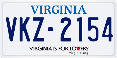VA license plate VKZ2154