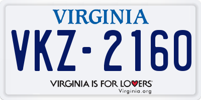 VA license plate VKZ2160