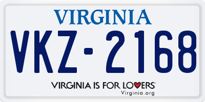VA license plate VKZ2168