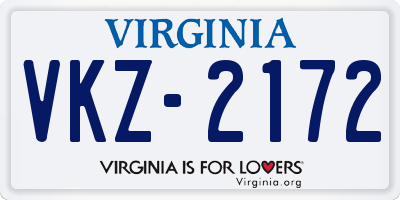 VA license plate VKZ2172