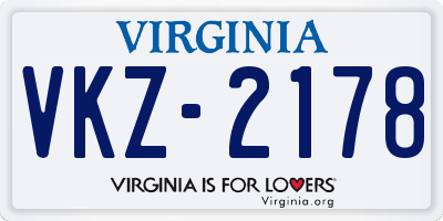 VA license plate VKZ2178