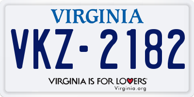 VA license plate VKZ2182