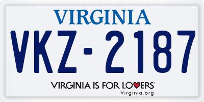 VA license plate VKZ2187