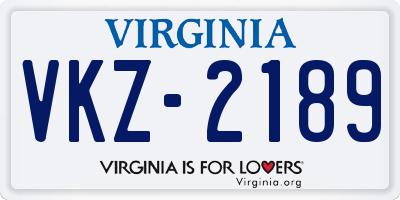 VA license plate VKZ2189
