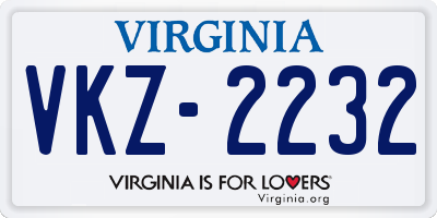 VA license plate VKZ2232