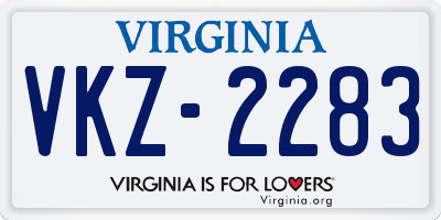 VA license plate VKZ2283
