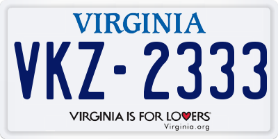 VA license plate VKZ2333