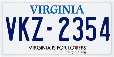 VA license plate VKZ2354