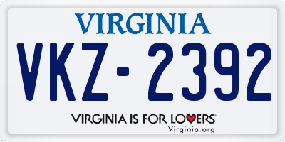 VA license plate VKZ2392