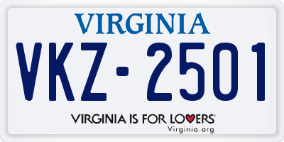 VA license plate VKZ2501