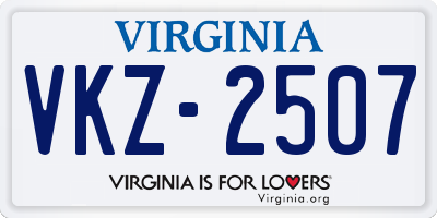 VA license plate VKZ2507