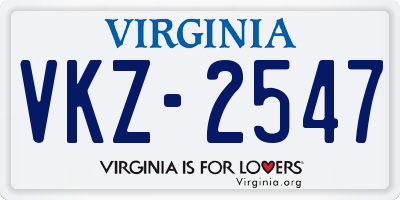 VA license plate VKZ2547