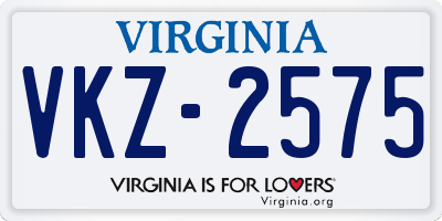 VA license plate VKZ2575