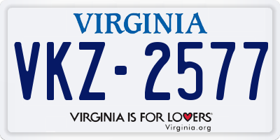 VA license plate VKZ2577