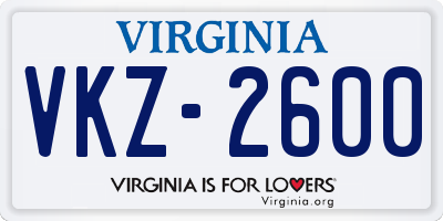 VA license plate VKZ2600
