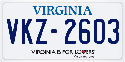 VA license plate VKZ2603