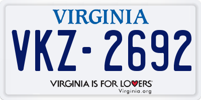 VA license plate VKZ2692