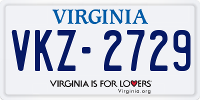 VA license plate VKZ2729