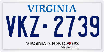 VA license plate VKZ2739